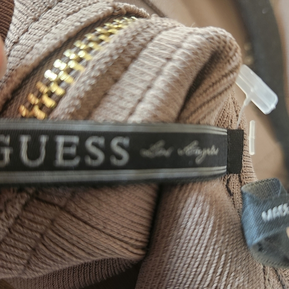 Guess Taupe Bodycon Bandage Fit Mini Dress Elegant with Sequin Accents Sz M Y2K - Picture 11 of 16